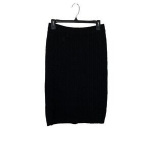 Ann Wi Black Knit Pencil Skirt Vintage Classic Minimalist Stretch Small